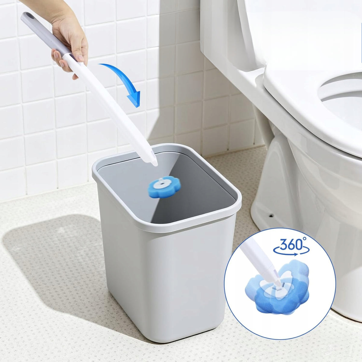 Antibacterial Toilet Brush With Replaceable Tips + 24 Sponges for free