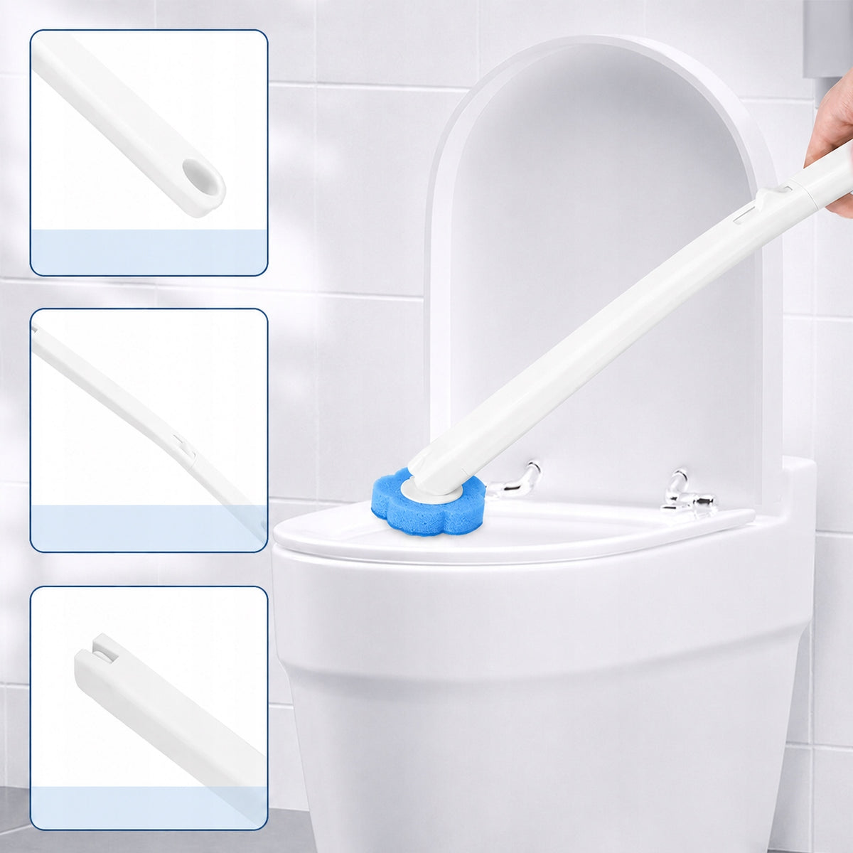 Antibacterial Toilet Brush With Replaceable Tips + 24 Sponges for free