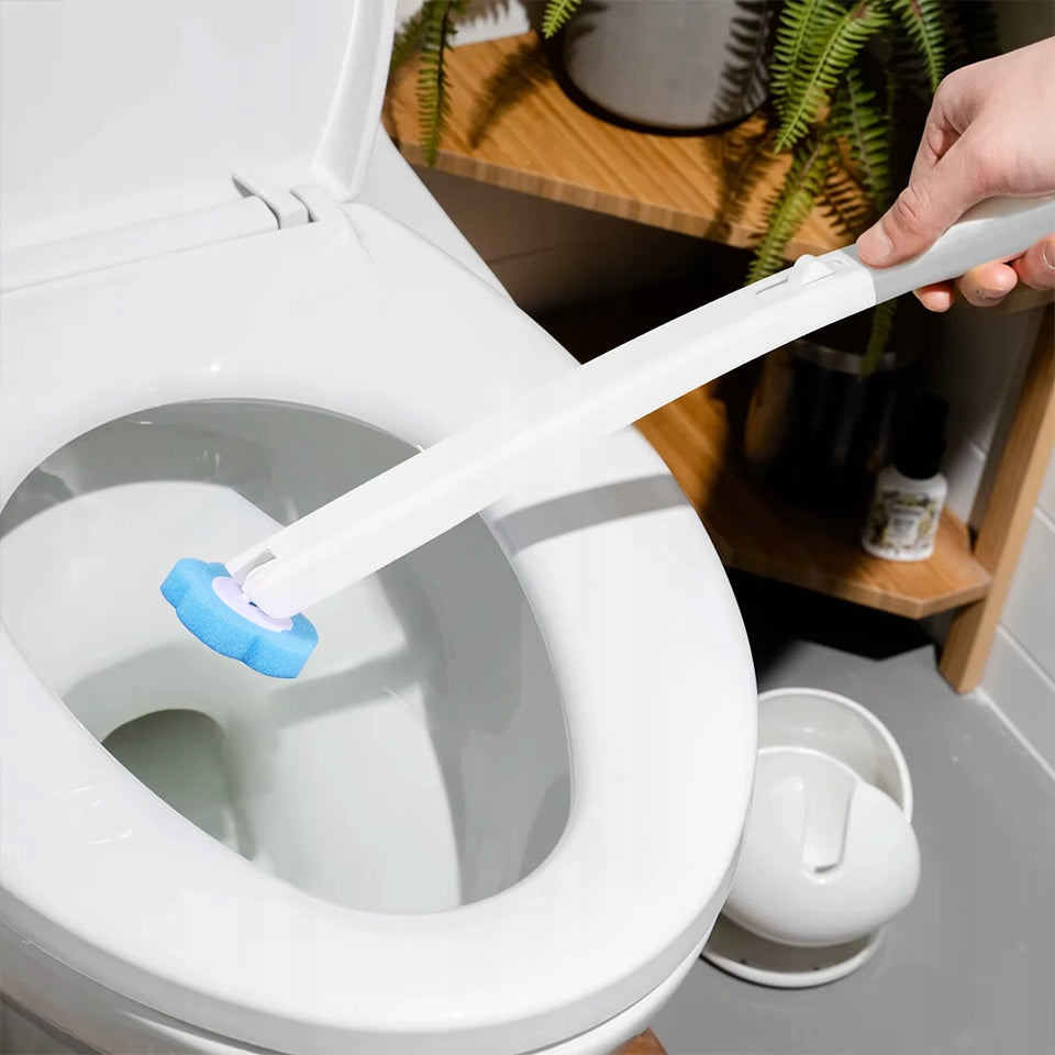 Antibacterial Toilet Brush With Replaceable Tips + 24 Sponges for free